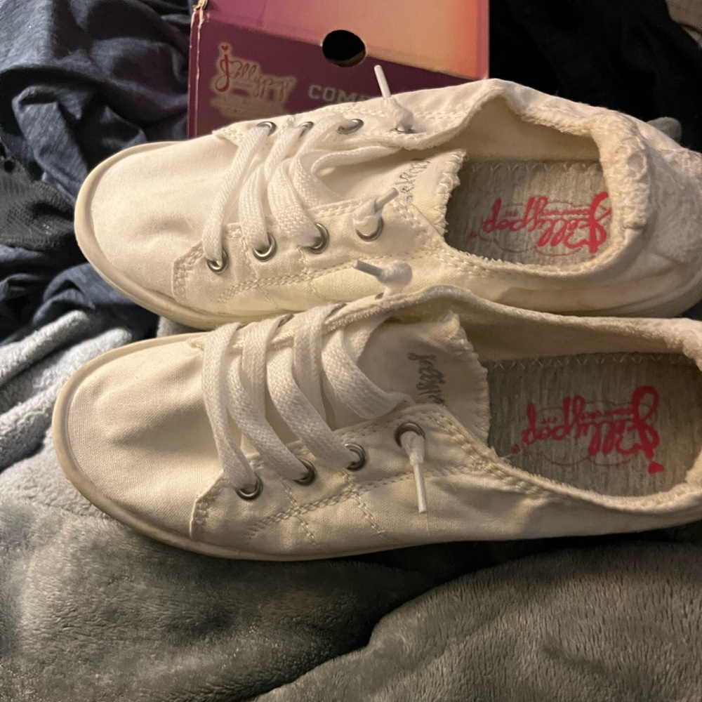 COPY - Jelly pop white canvas slip on shoes size 6.5
